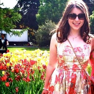 Aqua floral summer dress medium